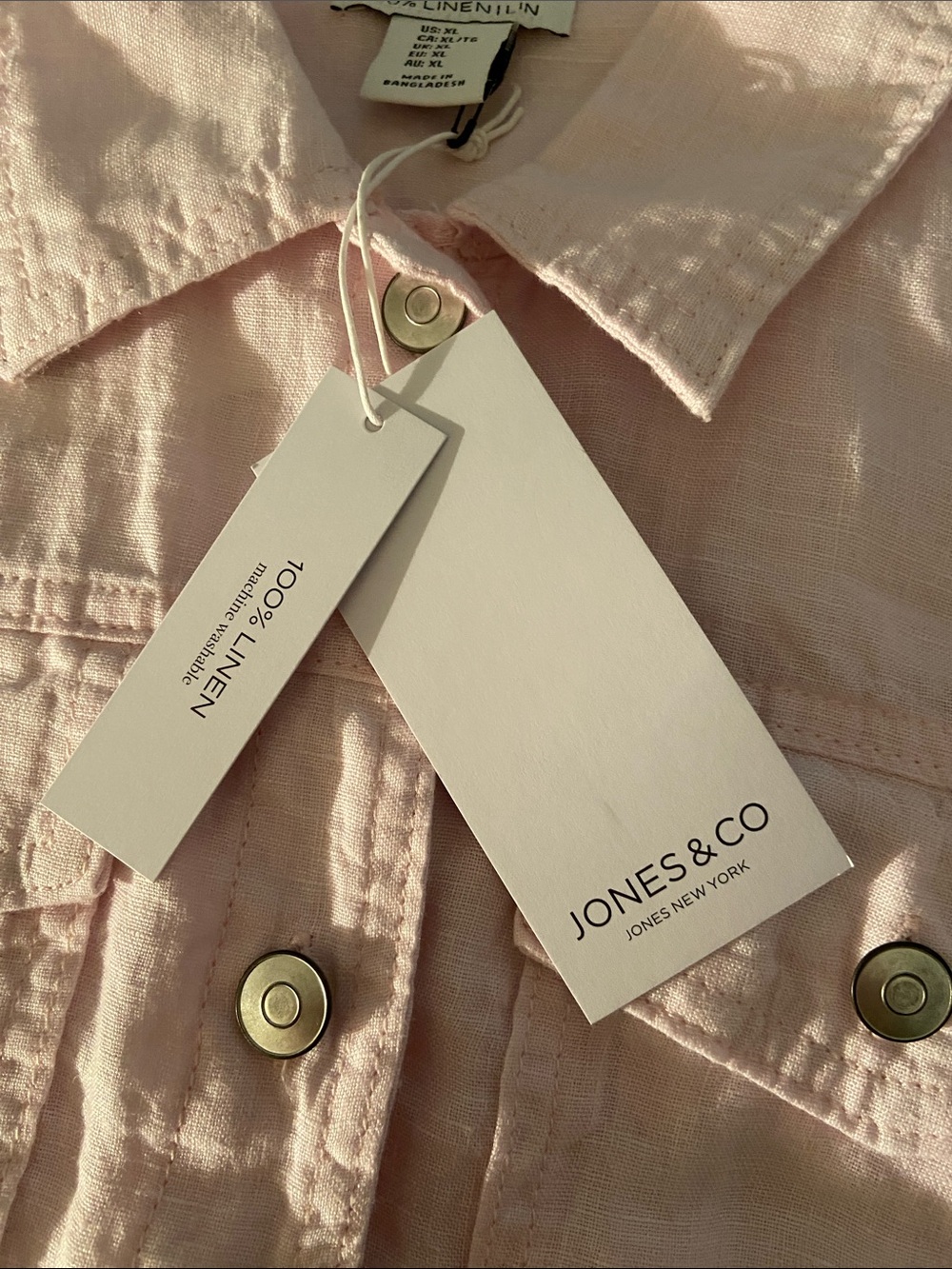 🩷Jones New York Light Pink Lightweight Washable Linen 
Jean Jacket🩷 - Picture 12 of 13